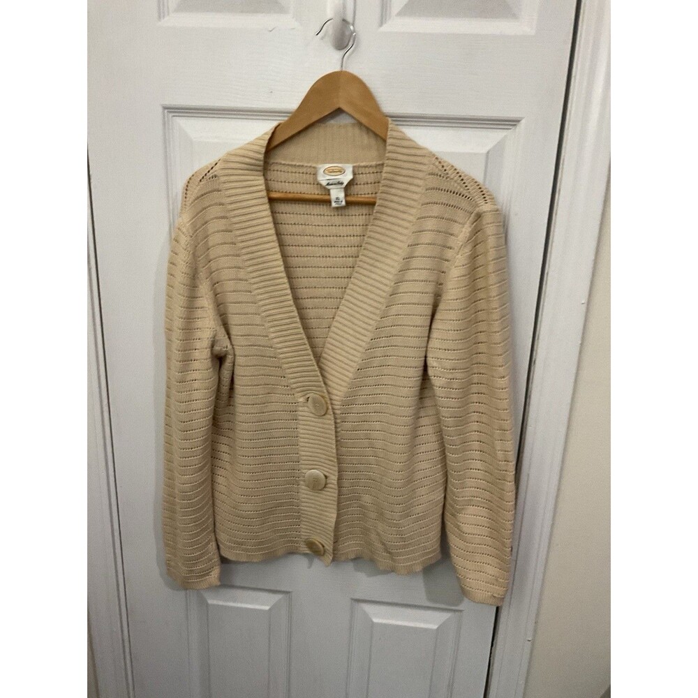 Talbot's Sweater Women's XL Made In Italy Wooden Buttons Lightweight